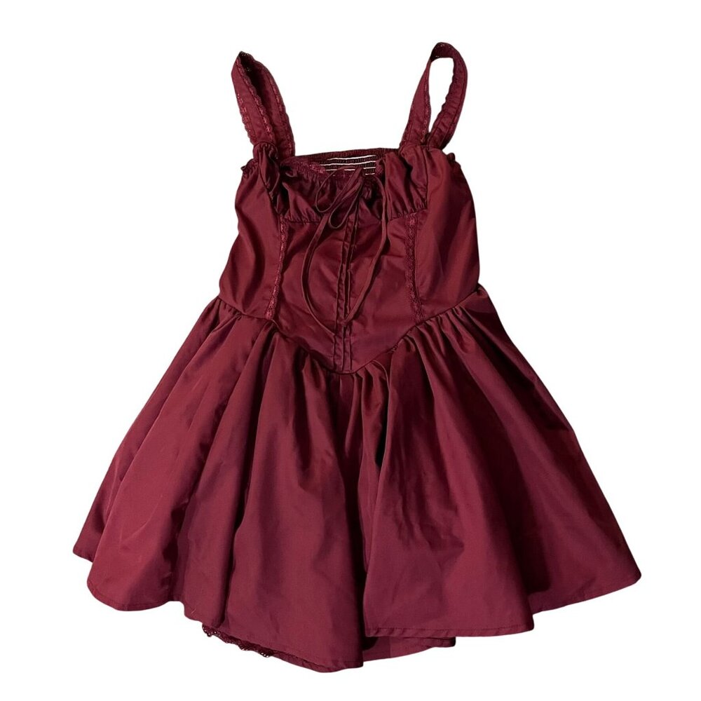 Shein Womens L Red Party Summer Dress Tulle Lined Elastic Bodice Used - Picture 2 of 13